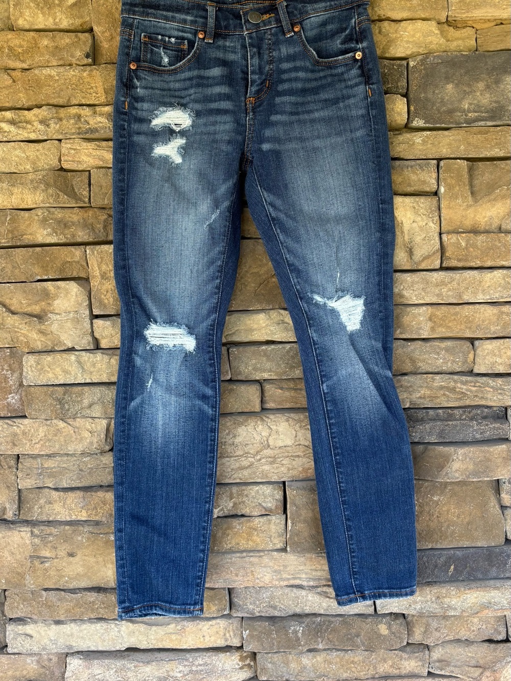 LOFT Indigo Blue Ripped‎ Skinny Jeans